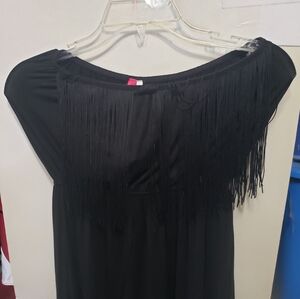 Cristina Love Black dress - size XL - full length with tassels - New with tags